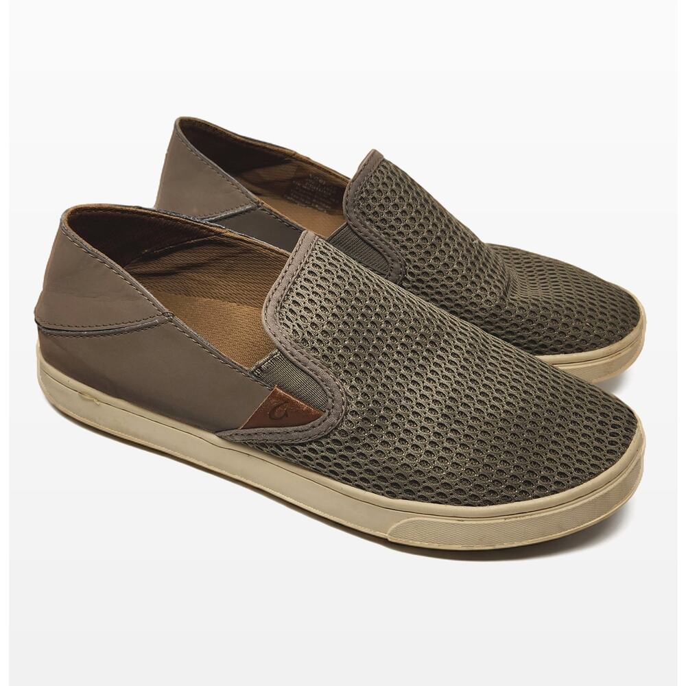 OluKai Classic Pehuea Slip-On Women’s 8.5 Shoes Brown Olive Breathable